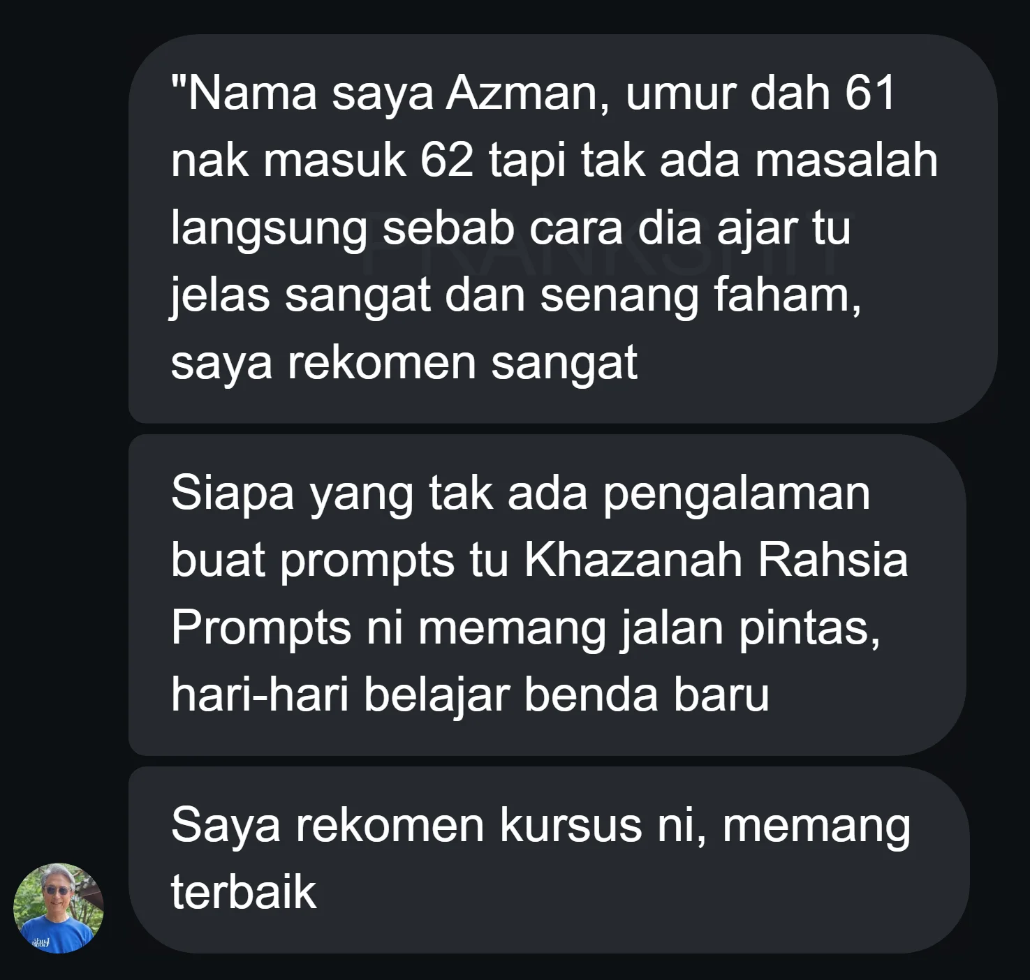 Testimoni 1 Bank Prompt Rahsia