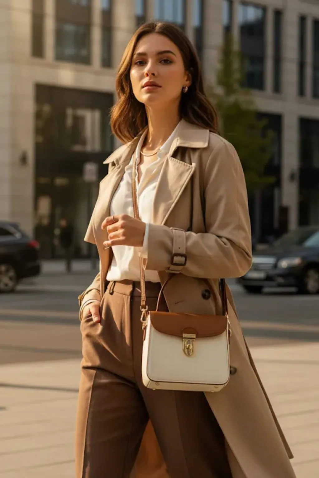 Modelka w skórzanej kurtce w mieście