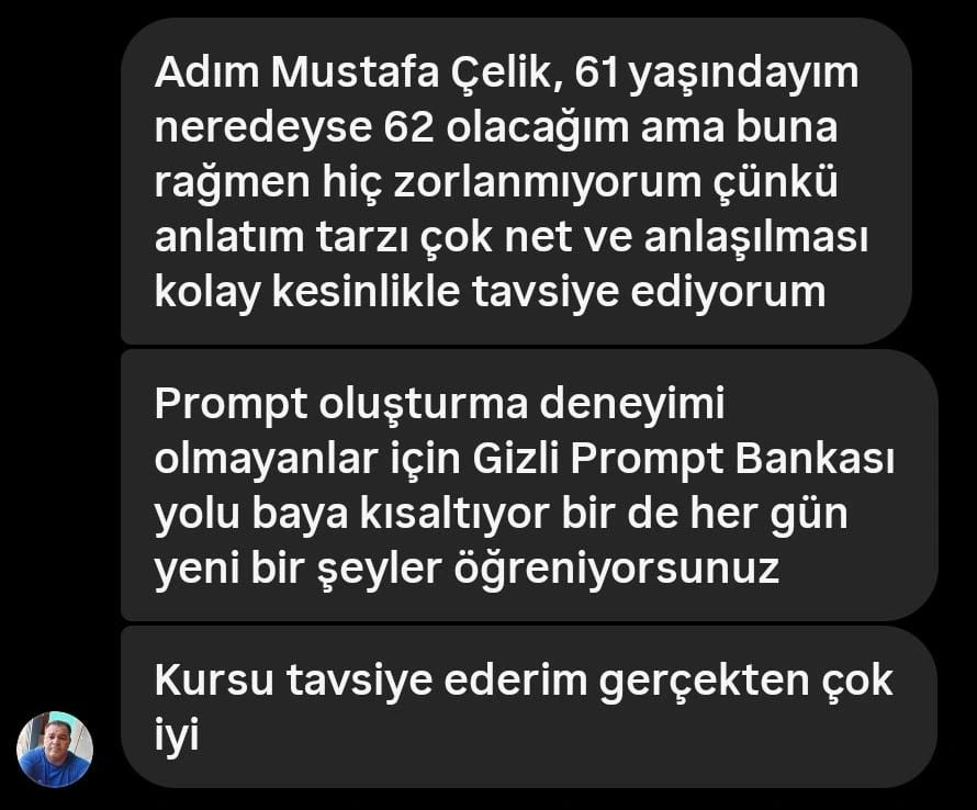 Gizli Prompt Bankası Kullanıcı Yorumu 1